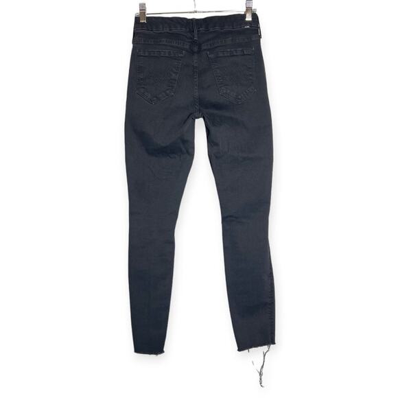 MOTHER Looker Ankle Fray Skinny Jeans SIZE 25 Guilty as Sin Black Denim - Picture 2 of 13